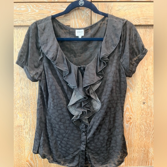 Armani Collection short sleeved silk blouse with matching unpinning - size 10 - Picture 6 of 7